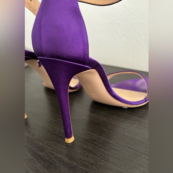 Gianvito Rossi Purple Satin Crystal Heels | Ankle Strap Sandals with Box - Picture 10 of 10